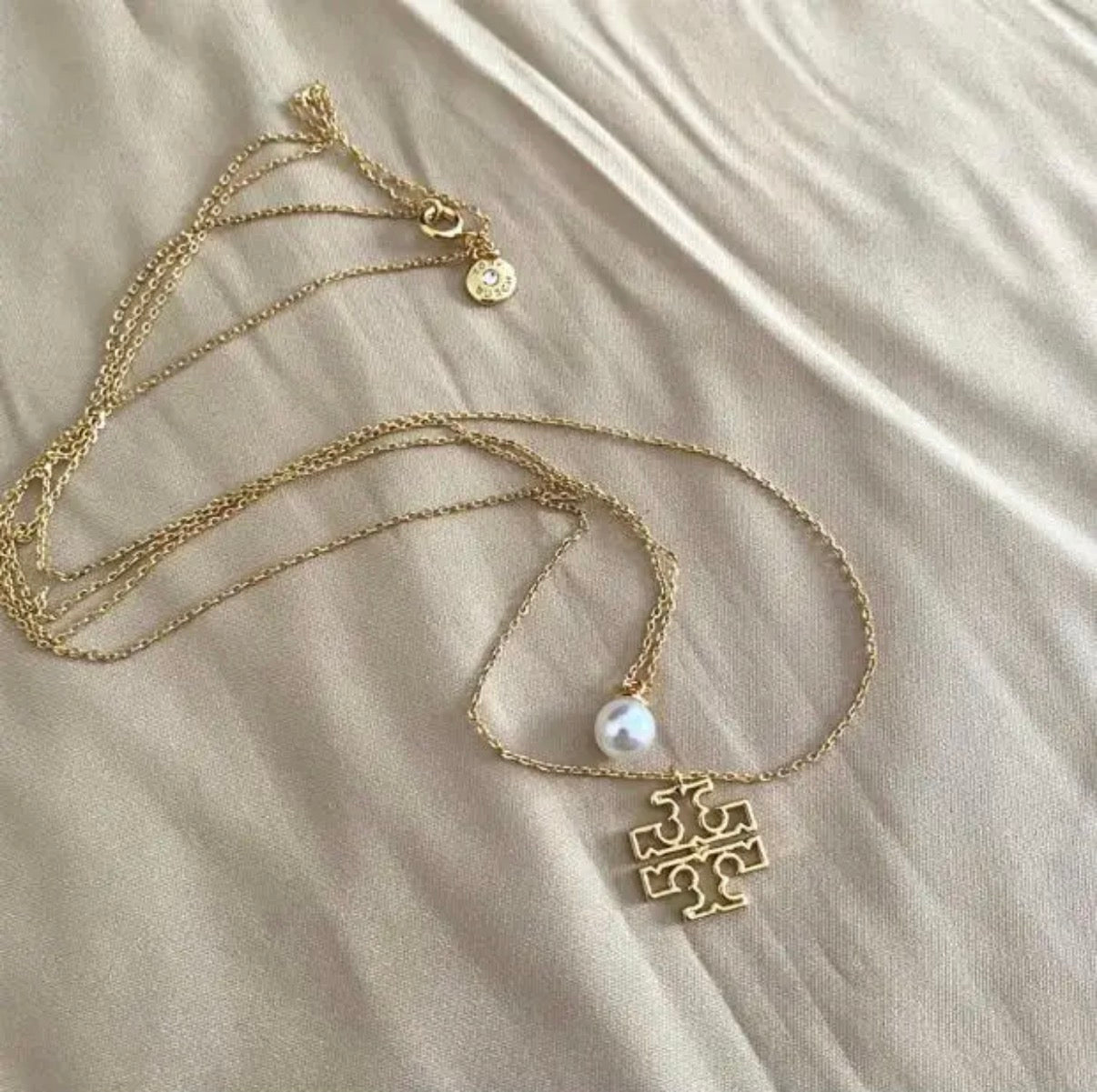 Double TB Pearl Necklace