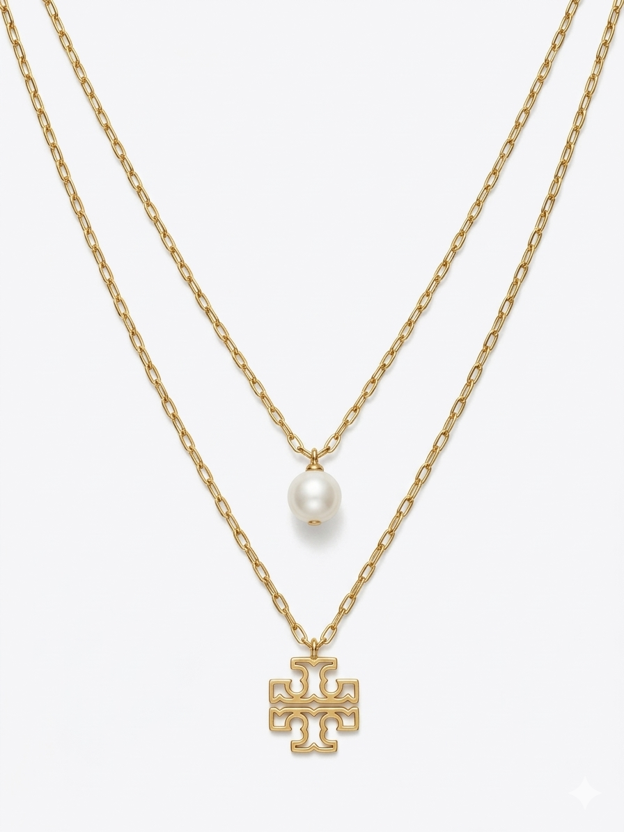 Double TB Pearl Necklace
